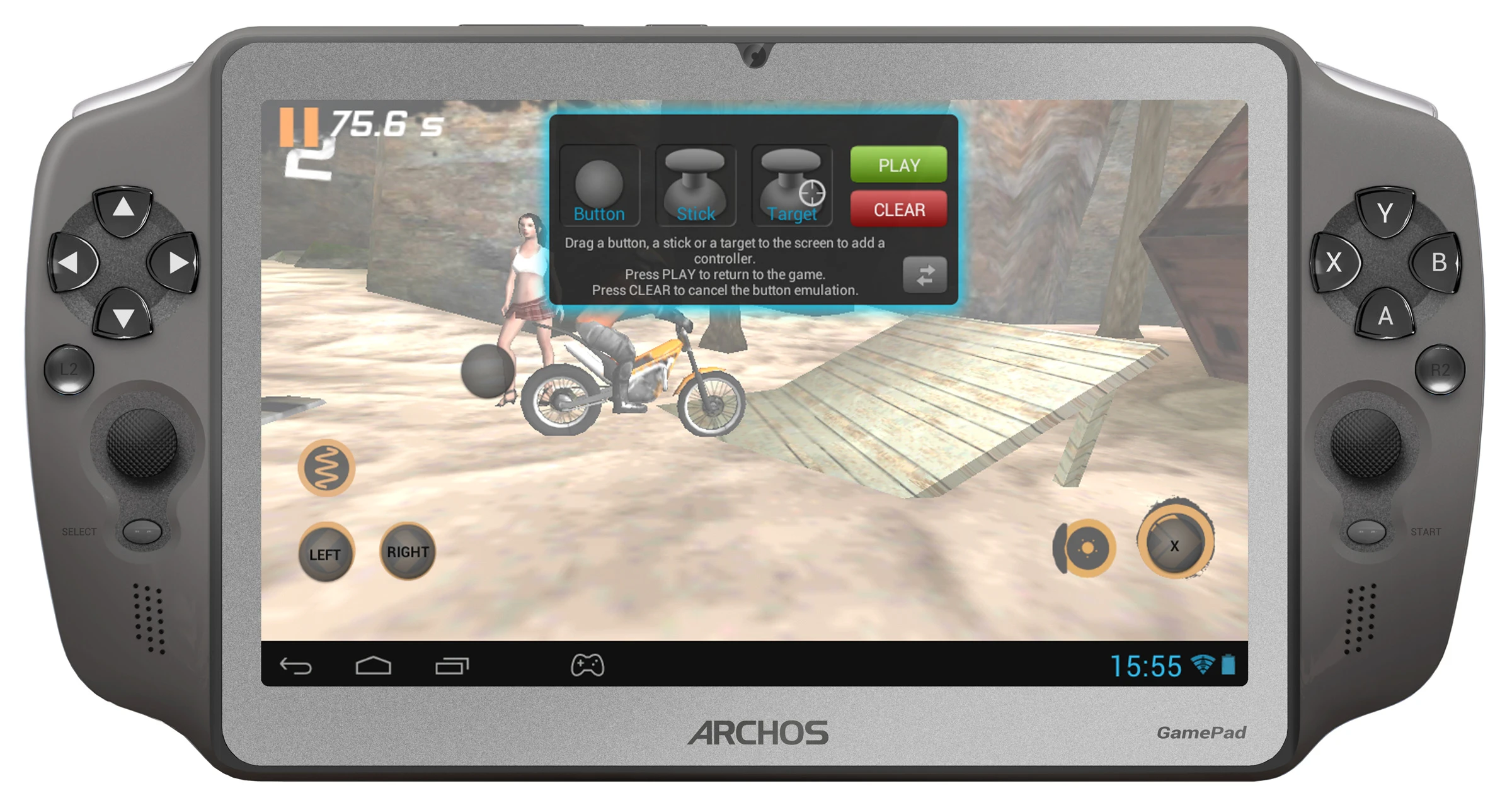 The ARCHOS GamePad allows virtual controls can be mapped to the physical buttons