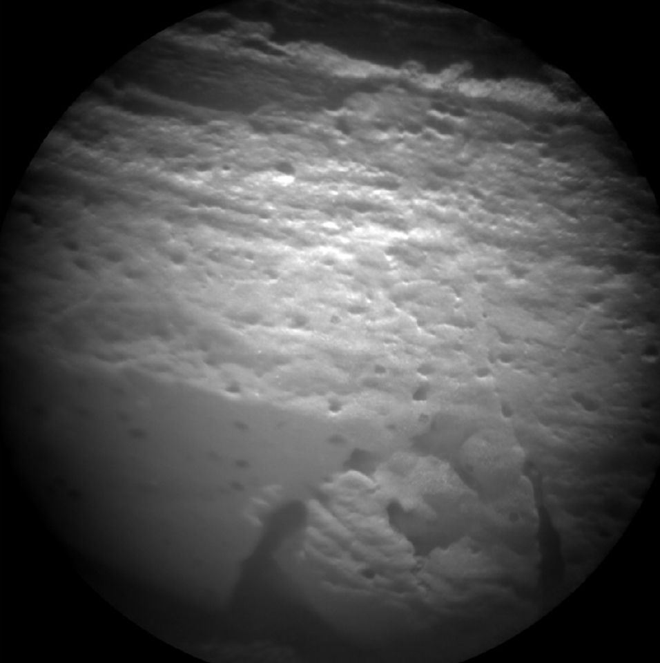 Image relayed by Mars Express of Rocknest 3 after being struck by ChemCam’s laser (Image: NASA/JPL-Caltech/LANL/CNES/IRAP)
