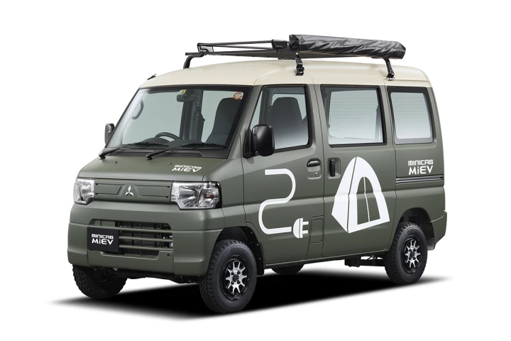 Mitsubishi plays with tiny, all-electric kei camping in the Minicab-MiEV B-Leisure Style concept