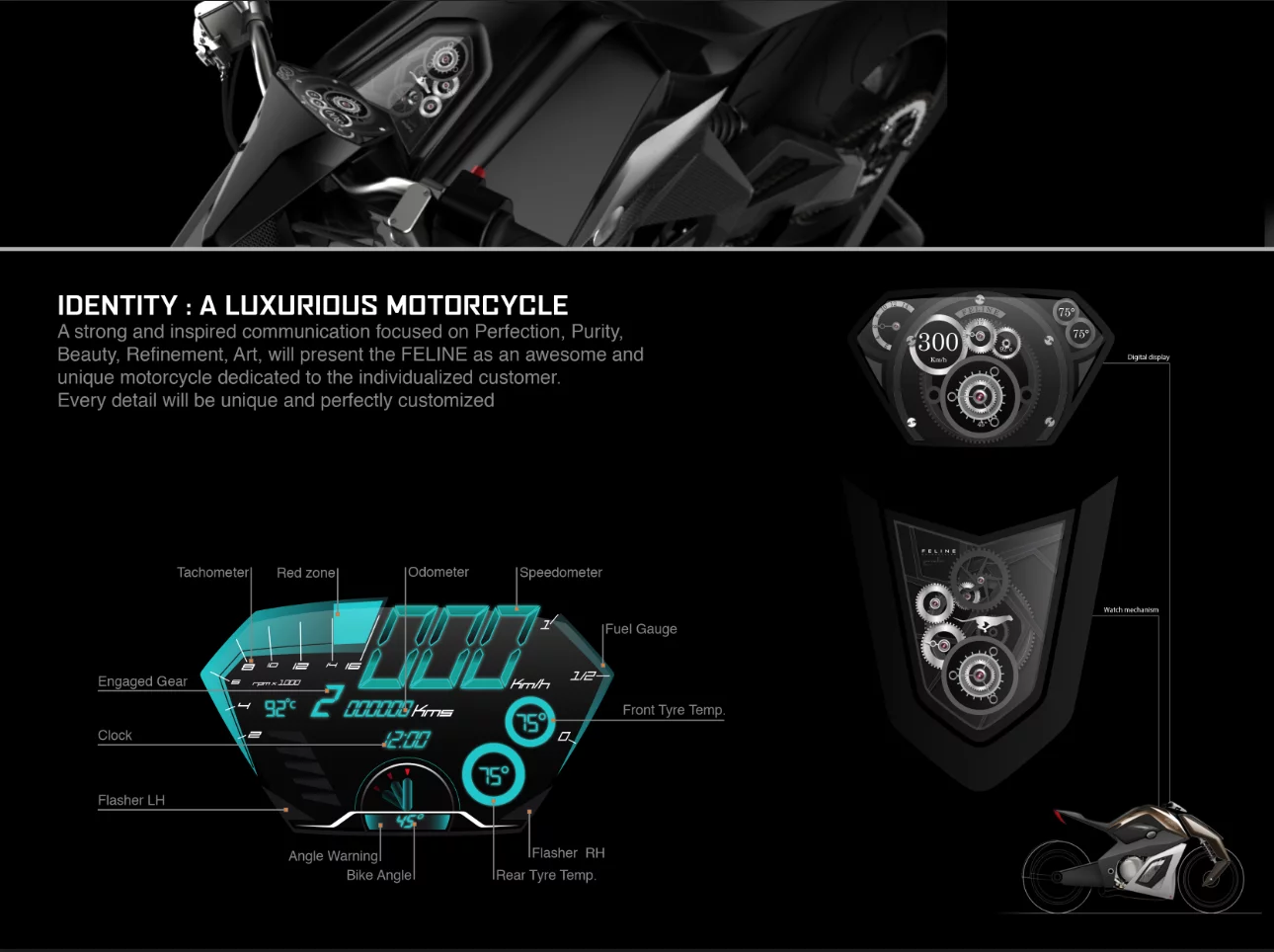 FELINE ONE: watch-like mechanical dash an option