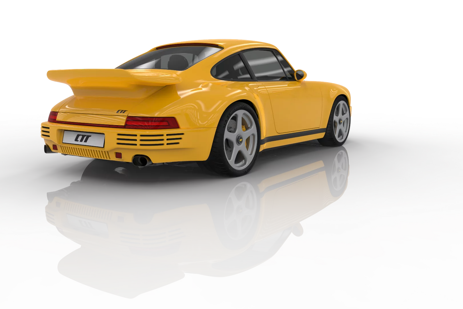 Power comes from a twin-turbo flat six in the RUF CTR