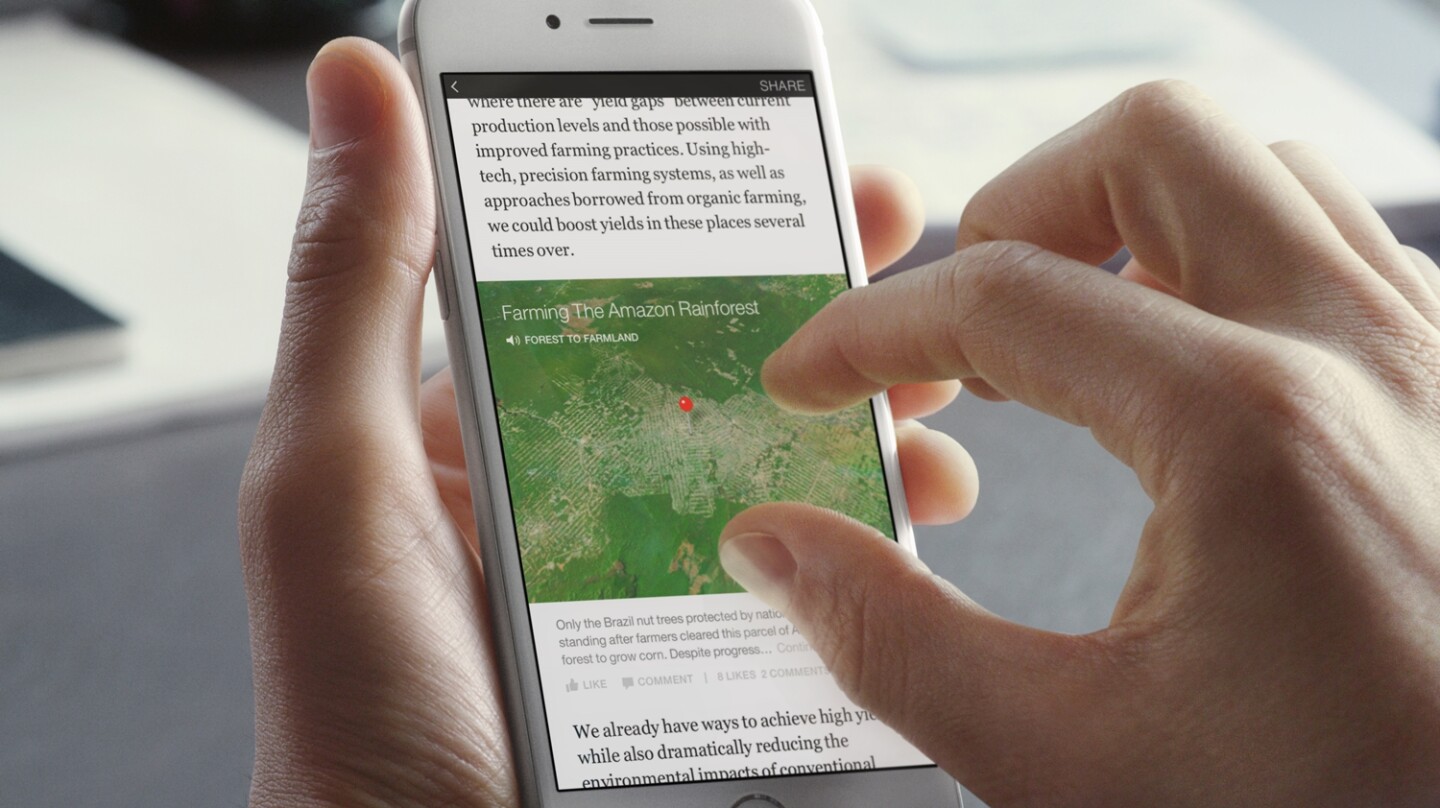 Facebook's Instant Articles will provide maps of where photos were taken and audio captions to provide additional context