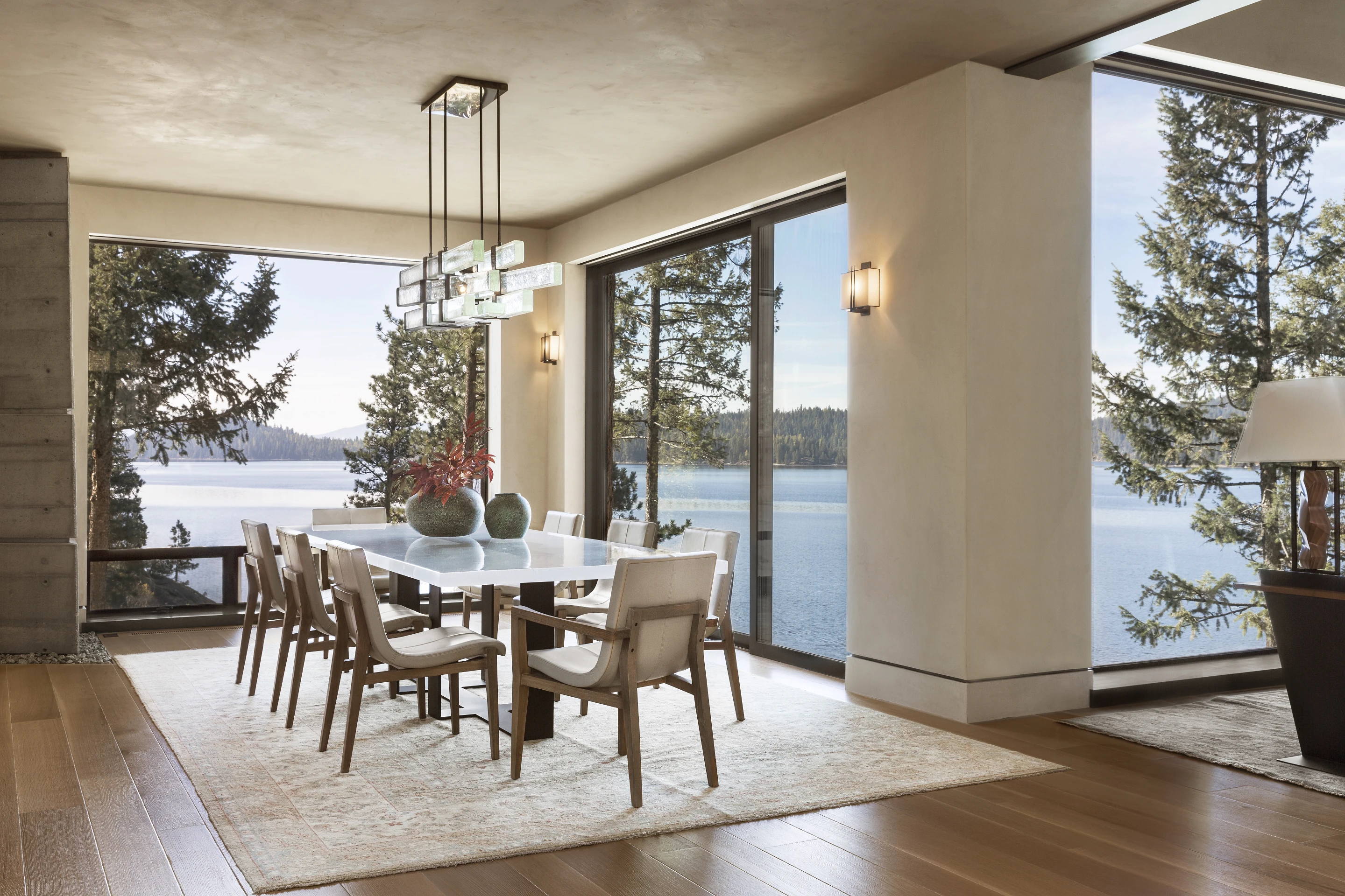 The Cliff House sits on property that features discrete rocky walkways that wind down to the lakeshore