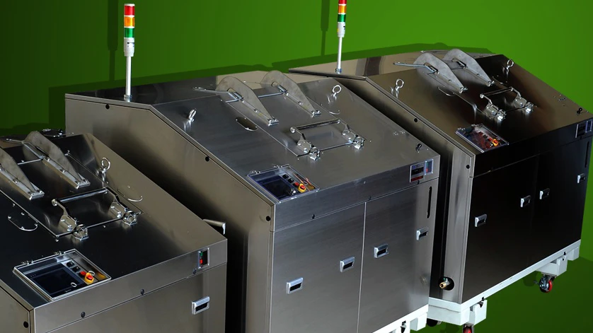 The Eco-Safe Digester is a self-contained stainless steel unit that breaks down food waste into grey water