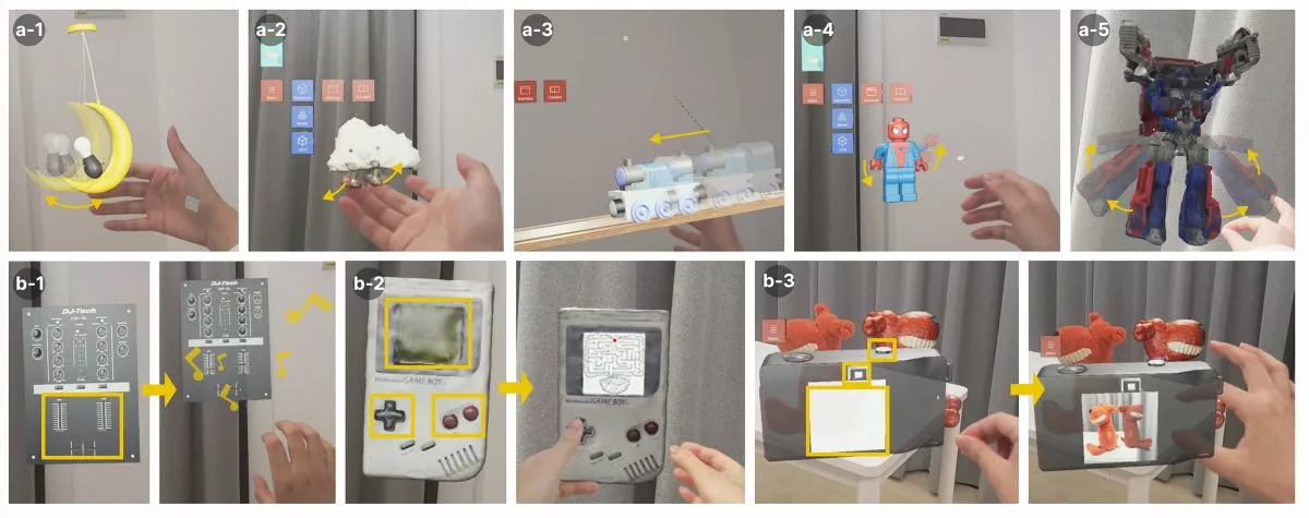 You can recreate all kinds of toys and gadgets with InteRecon, including an audio mixer (bottom left) and a rudimentary GameBoy