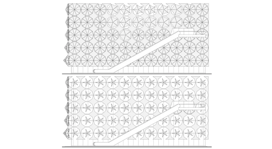 The building elevation with open and closed umbrellas (Image: 3Gatti)