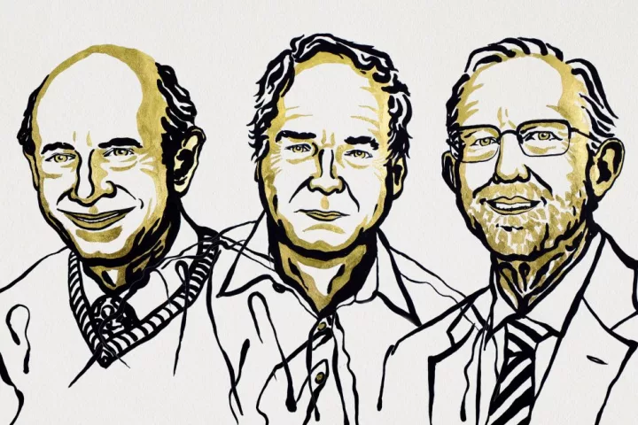 Winners of the Nobel Prize in Physiology or Medicine for 2020, from left to right, Harvey J. Alter, Michael Houghton and Charles M. Rice