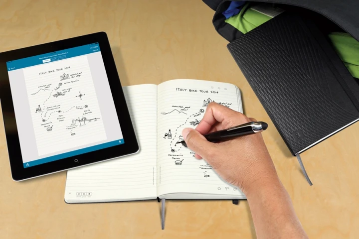 The Moleskine Livescribe notebook works with Livescribe smartpens and pairs with iOS devices to digitize hand-written or drawn content