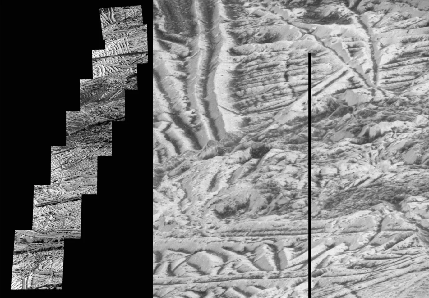 Mosaic of detailed images of Europa sent back by NASA's Galileo mission