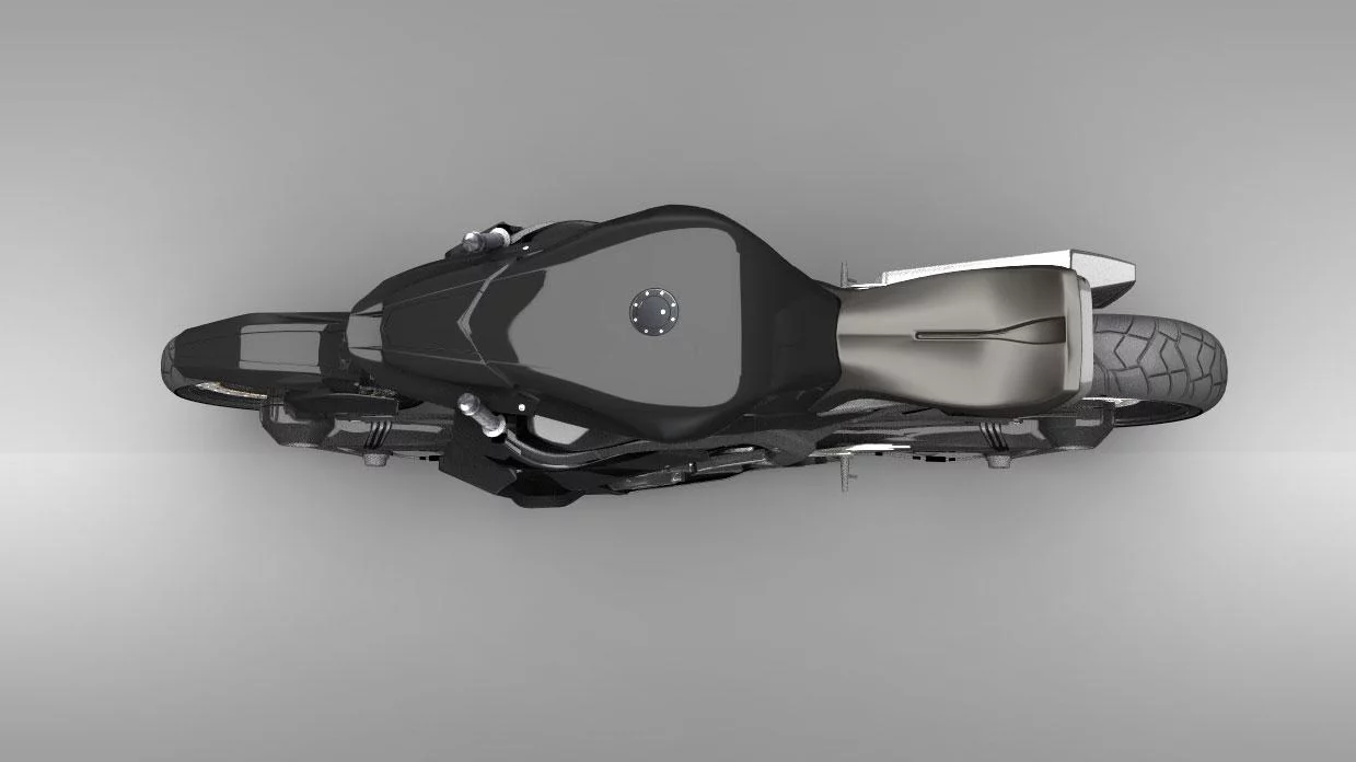 The Ostoure motorcycle concept features airplane-like hand controls(credit: M. R. Shojaie)
