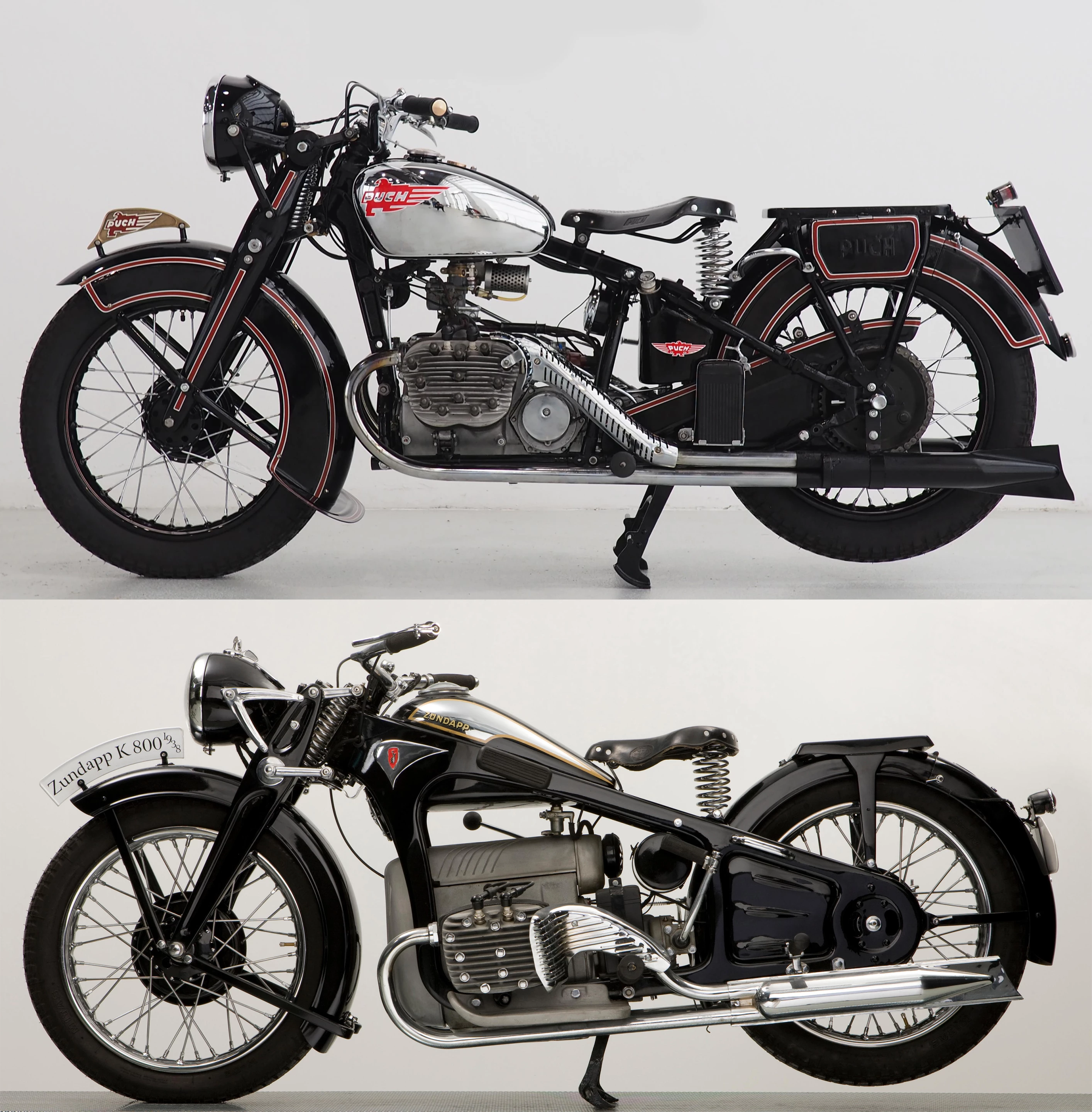 So close and yet so far. Beginning with the concept of the Zundapp 800 flat four, the Puch is actually quite different, even if the pistons are interchangeable.