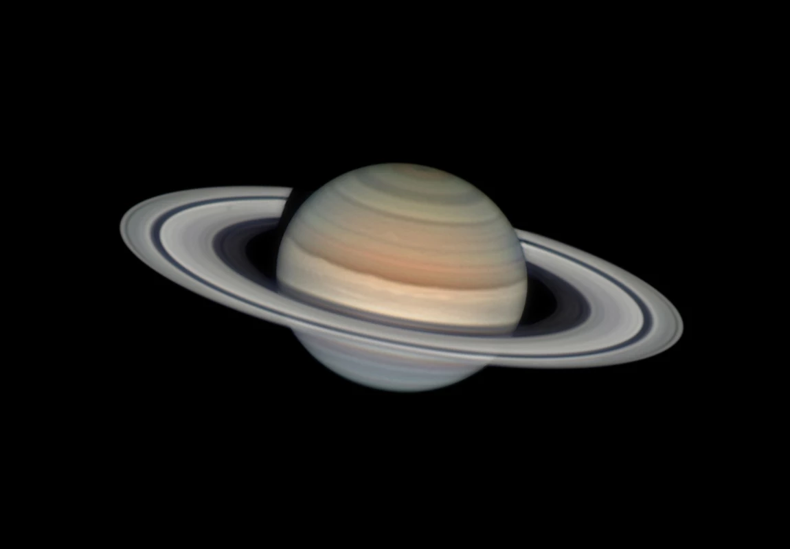 Colourful Saturn by Damian Peach, taken in Marley Vale, Barbados. Shortlisted in the Planets, Comets & Asteroids category