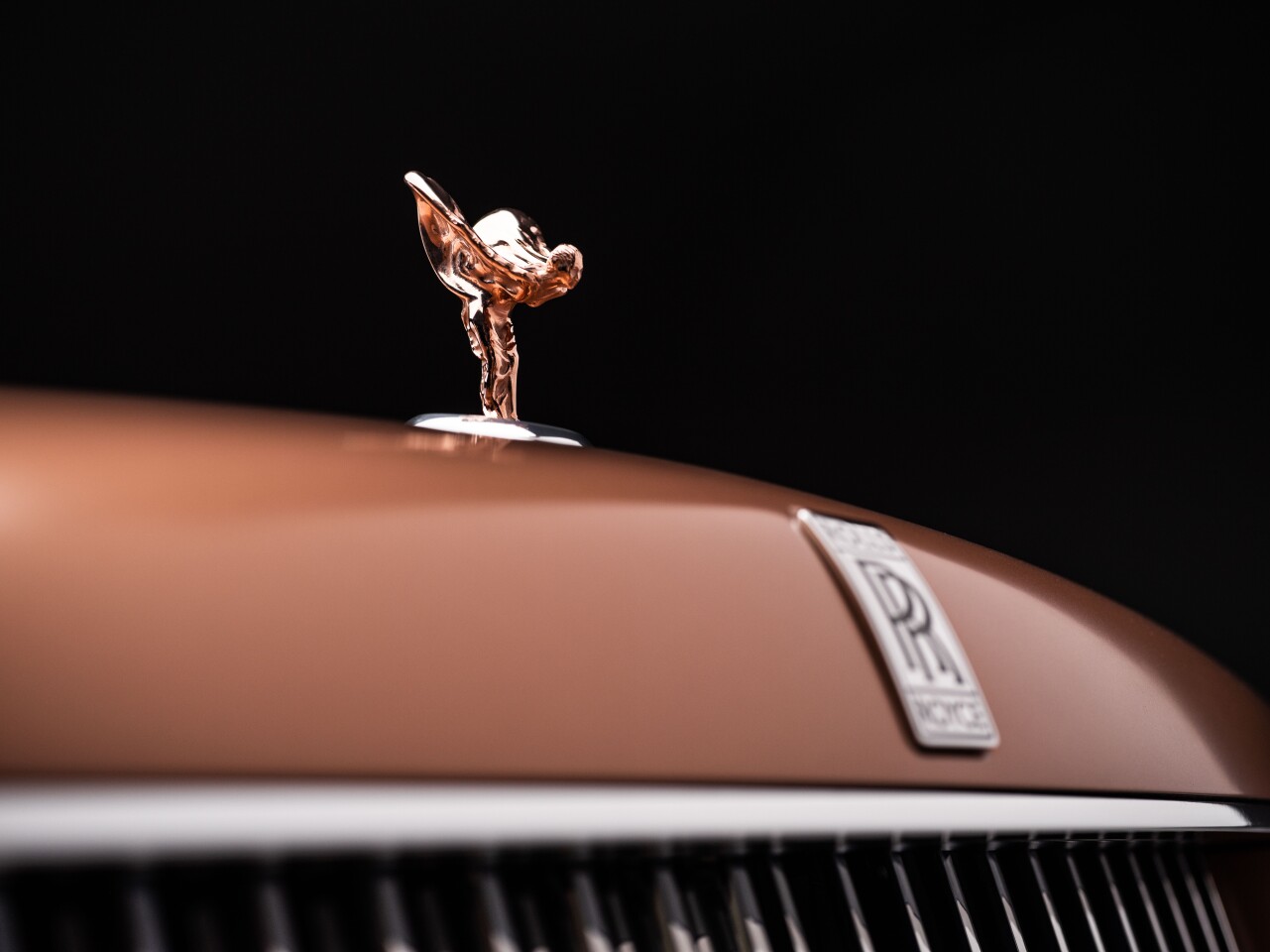 The Spirit of Ecstasy hood ornament gets the rose gold treatment