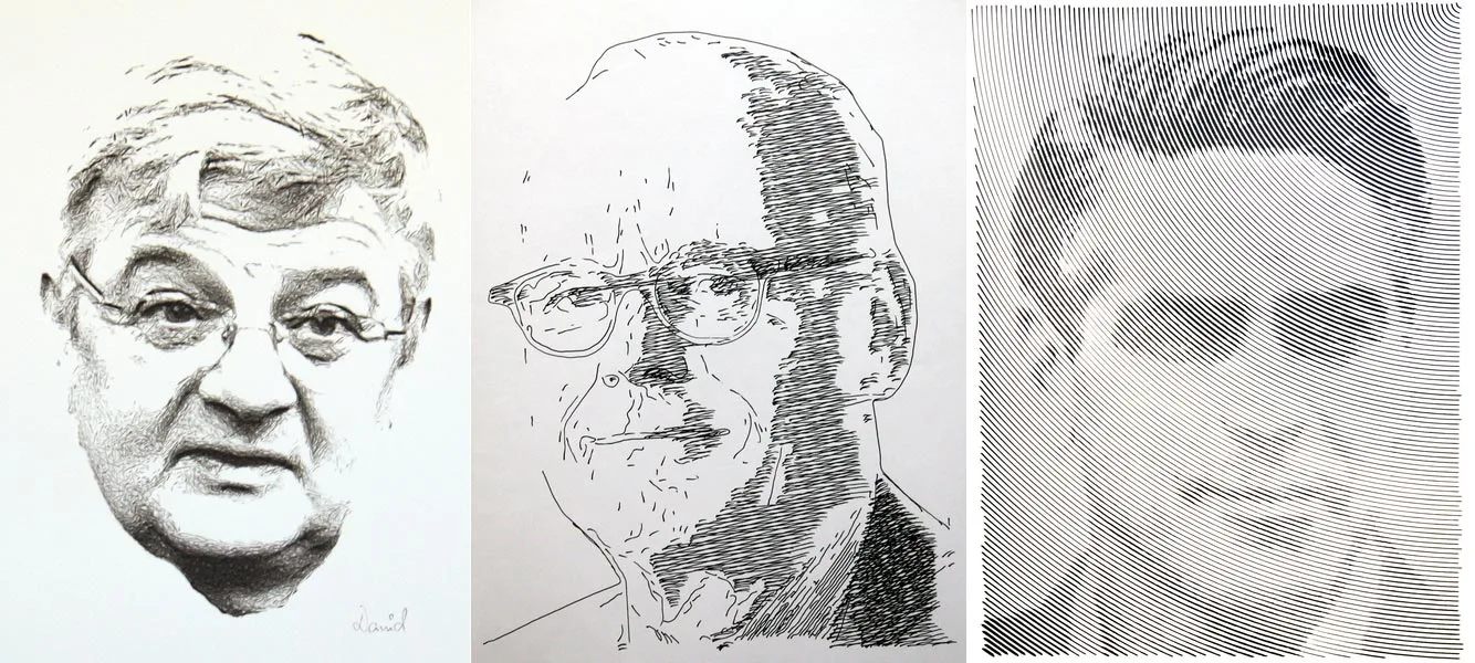 Different stroke styles can be seen in these portraits by eDavid