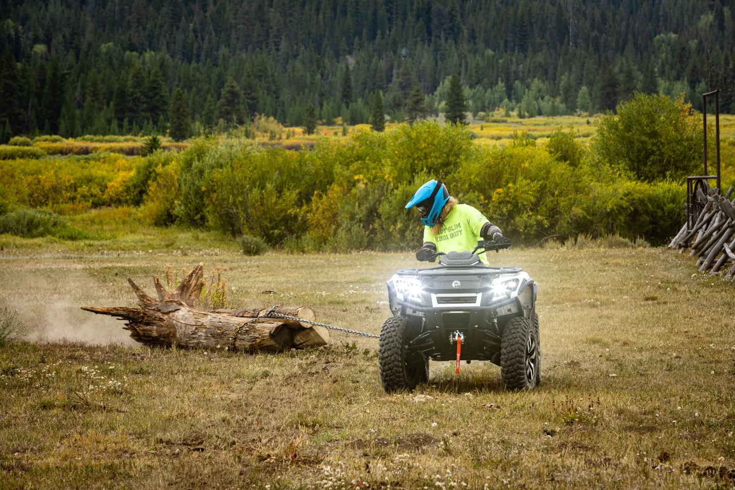 This job required a lot of torque out of the Can-Am Outlander Electric, but low gear and a steady throttle got it done