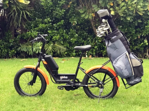 The Golfer has a purpose-built step-through frame and cargo rack for lugging clubs around the course