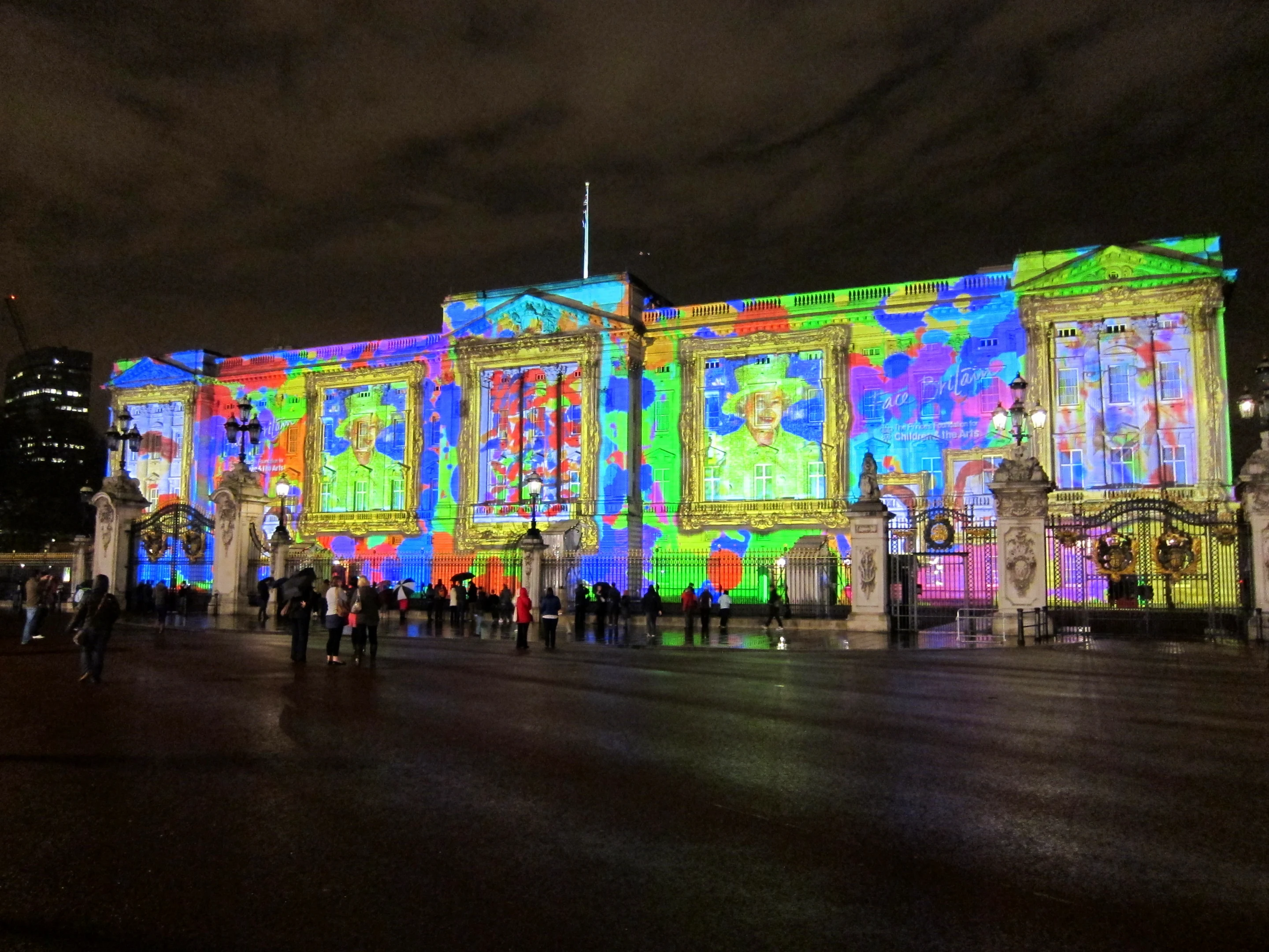 In all, 32 mosaic animations including large portraits of Queen Elizabeth II were projected using 24 Creative Technology video projectors (Photo: Bex Walton)
