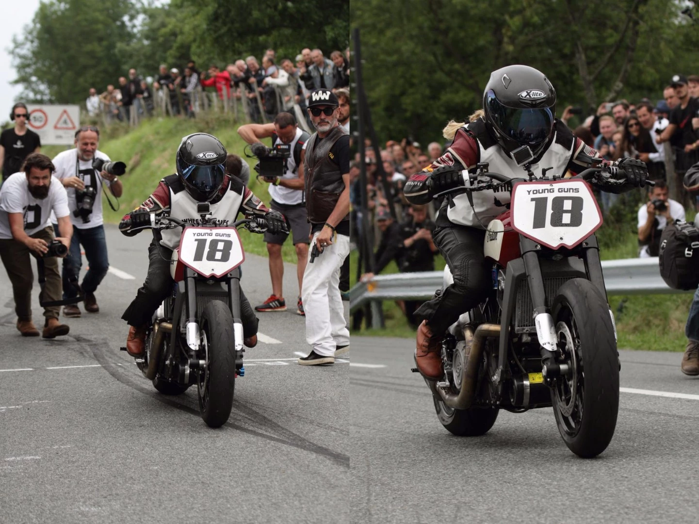 Former Grand Prix rider Katja Poensgen practices getting Miracle Mike off the line